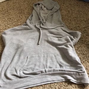A gray hoodie crop top